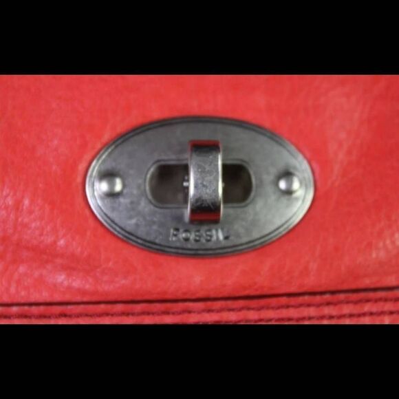 Fossil Marlow Orange Genuine Leather Top Zip Purse Shoulder Bag CrossBody ZB5559 - Picture 3 of 7